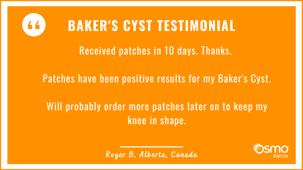 Testimonial: Positive results with the OSMO Patch for Baker's Cyst treatment.