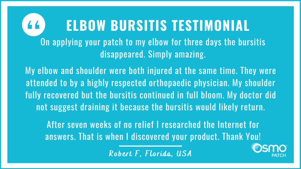 Testimonial: Successful treatment of Elbow Bursitis with the OSMO Patch after injury.