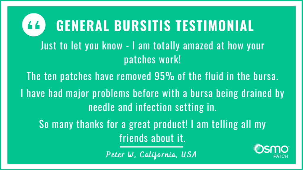 Testimonial: Totally amazed! 95% of the fluid in the bursa was removed after using the OSMO Patch.